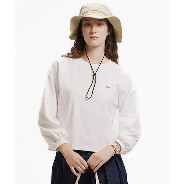 クロップド丈 バルーンスリーブ ギャザー ロングスリーブTシャツ