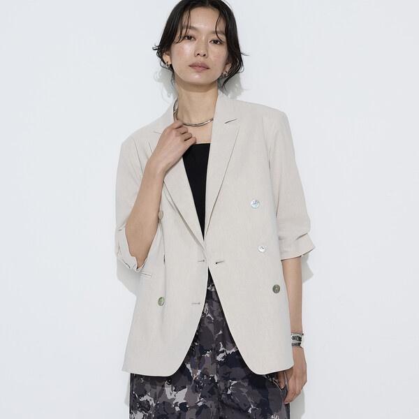 K.T KIYOKO TAKASE ダブルブレストジャケット リネン 15号 K.T KIYOKO