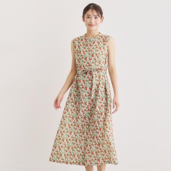 Laura Ashley ドット ワンピース ドレス LAURA ASHLEY（ローラアシュレイ） 【2WAY／防シワ】デラ オレンジズ柄