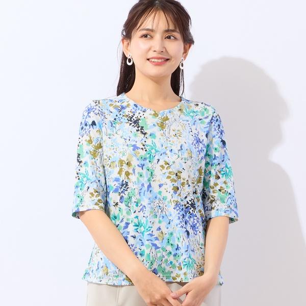 【洗える・接触冷感・日本製・綿100】ミニフラワーTシャツ