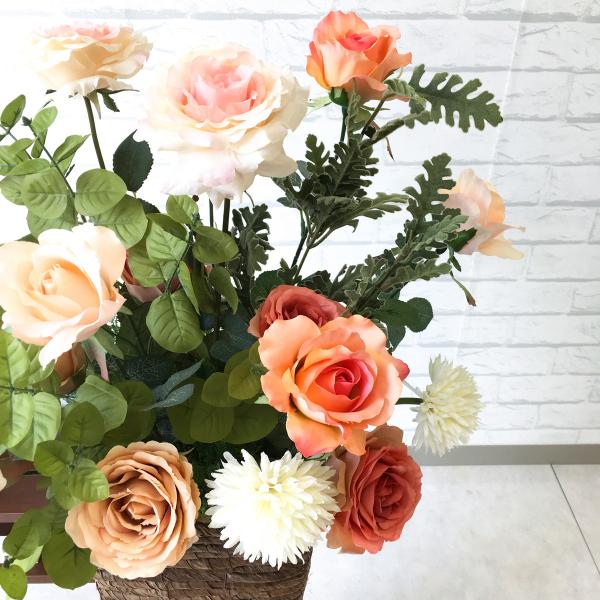 Pa067 造花スタンドアレンジ ローズ ポンポンマム インテリア バスケットスタンド 造花 送料無料 アレンジ インテリア スタンド花 送料無料 フラワーアレンジメント スタンド花 Pa067 0101pp Shop 店