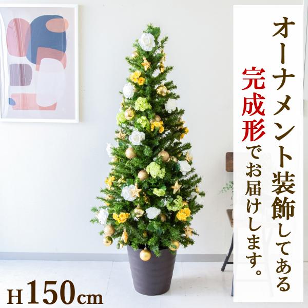 在庫限り商品】オーナメント付きクリスマスツリーアレンジ/鉢付き H約