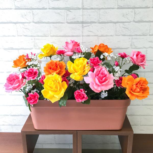 Pf017 造花プランター ローズ ピンクイエローオレンジ プランター 造花 安い バラ ばら 薔薇 店舗装飾 パチンコ店 住宅展示場 工事現場 ストアディスプレイ Buyee Buyee Jasa Perwakilan Pembelian Barang Online Di Jepang