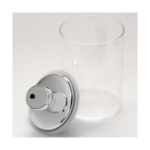 ・サイズ：本体：φ9×H12.8cm個装サイズ：W10.5×D10.5×H15.5cm・容量：最大実用容量約670cc※焙煎豆が約200g入ります。・重量：330g・素材：容器：ガラス、上蓋：ABS樹脂（メッキ塗装）・シリコン・製造国：中国