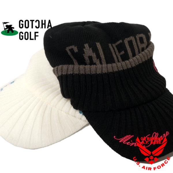 ガッチャゴルフ ポイントカラーロゴ刺繍 ジャカード ツバ付き ニットキャップ キャスケット 帽子 メンズ レディース 新作2022-2023年モデル GOTCHA 223gg8702