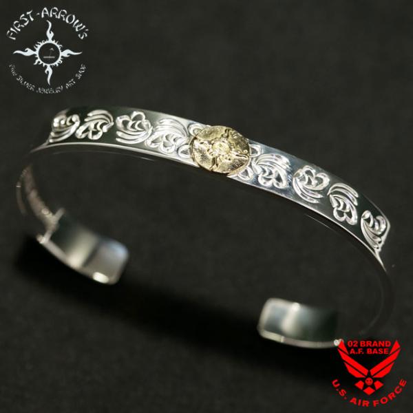 First Arrows 彫刻オープンバングル 楽天市場】ポイント2倍!!ファーストアローズ K18付き唐草彫り