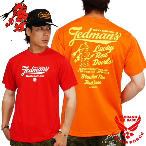 テッドマン LUCKY RED DEVILS ロゴプリント ドライ半袖Tシャツ メンズ 新作2025年モデル TEDMANS tdryt-2400