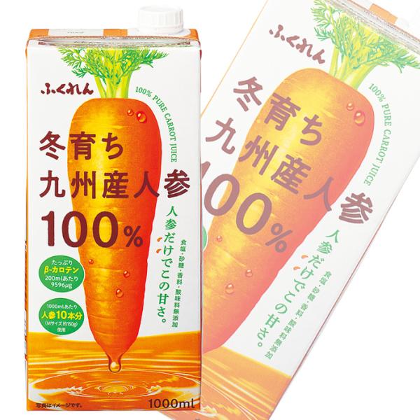 ふくれん 冬育ち九州産人参100％ジュース 紙パック 1000ml×6本入×2ケース：合計12本 1L ／飲料