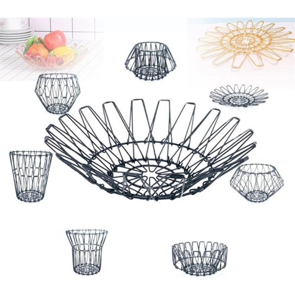【高品質の素材】フルーツカゴ 金属ステンレス鋼で作られており 変形 防錆 耐熱 耐食性を効果的に防止でき 製品の寿命が長くなり 無毒 無害 安全で健康的です【変形可能なバスケット】変形 バスケット 用途に合わせて自在に形状を切り替えられます...