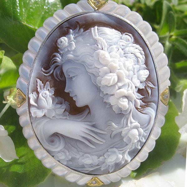 CAMEO（カメオ） Ciro Accanito作 シェルカメオ天然ダイヤモンド0.04ct