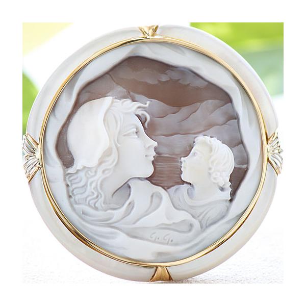 カメオスタイル 　K18　ブローチ CAMEO（カメオ） 特別価格 Gennaro Garofalo作 サードニクス シェル