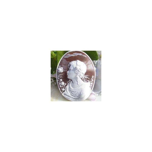 CAMEO Gennaro Garofalo作 シェルカメオ ルース 【薔薇と風景と CAMEO Gennaro Garofalo作 シェルカメオ ルース 【薔薇と風景と