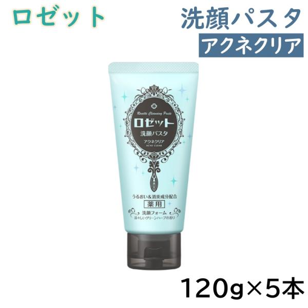 ロゼット 洗顔パスタ アクネクリア 120g x 5本 ニキビケア 肌荒れ予防 Wクレイ すべすべ肌