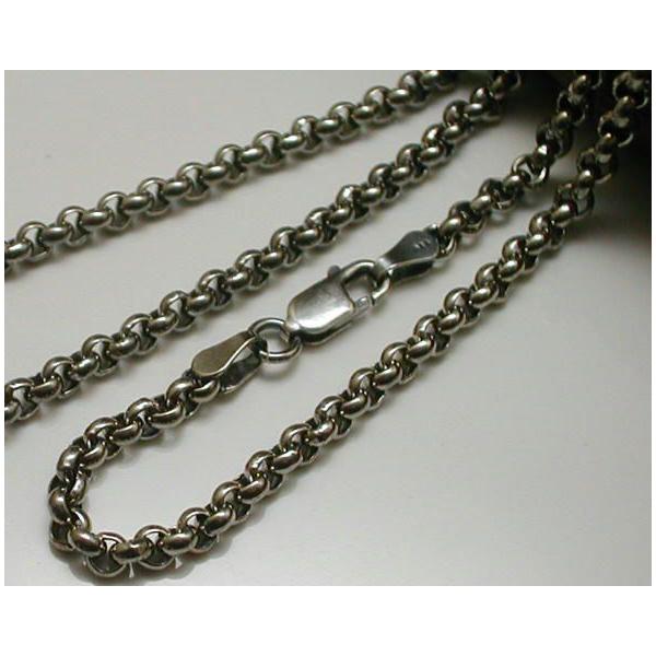 太め 燻し加工 ネックレス メンズ シルバー925 ロールチェーン 60cm3