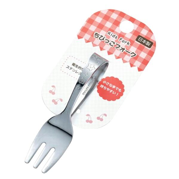 （ベビーフォーク　輪っか状　わっか状　ループ状　離乳食用　赤ちゃん　幼児　ステンレス製　金属製　カトラリー）■赤ちゃんの手でも持ちやすい！衛生的なステンレス製。■商品サイズ　約横３×高９×持ち手部分厚さ３，５ｃｍ■材質　ステンレススチール■日本製