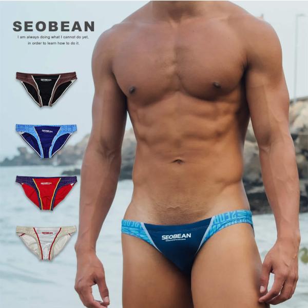 ビキニ メンズ SEOBEAN ツーブロックローライズ競泳ビキニ 089 M-XL 前閉じ スイム ローライズ 水着 メンズ 競泳パンツ ユーロスタイル LOW RISE BIKINI SWIM