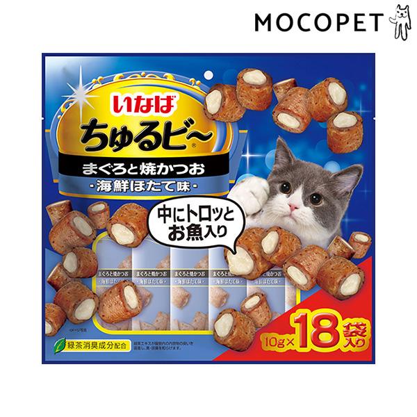 他サイト： [いなばペットフード]INABA ちゅるビ〜 まぐろと焼かつおほたて味 10g×18袋 グロッサリーフード  成猫用 猫  4901133626418 #w-171073-00-00の商品画像