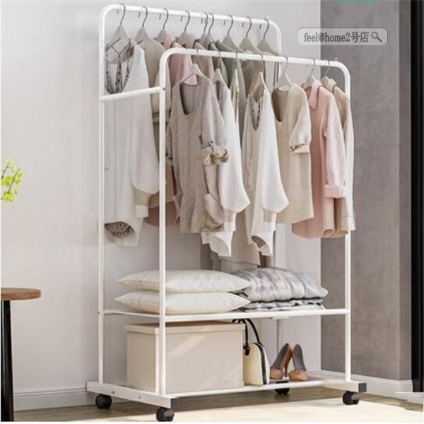 ハンガーラック 2段 パイプハンガー ダブル 洋服ラック キャスター付 白 大容量 服掛け スタンド おしゃれ パイプハンガー ラック 防サビ加工 棚 21gzdt04sj07 Feel Home2号店 通販 Yahoo ショッピング