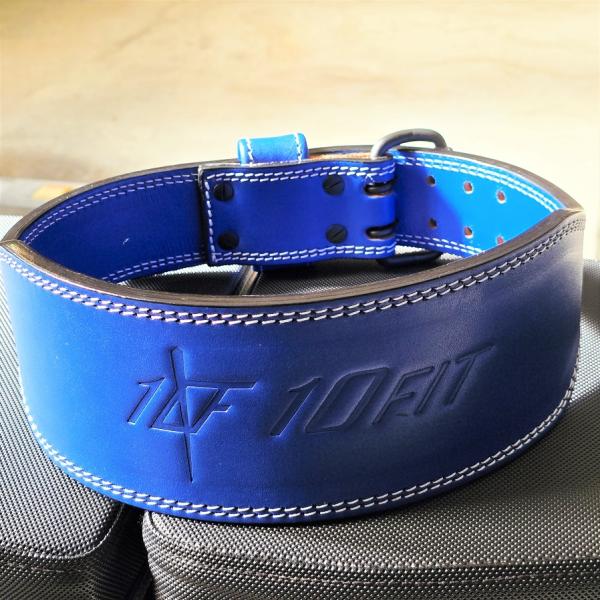 青 レザー トレーニング・パワーベルト 10FIT レバーアクションベルト パワーベルト リフティングベルト