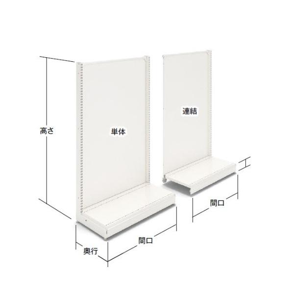 中日製 H120cm×W90cm×D36cm 2連結片面2段什器 背面ボードタイプ