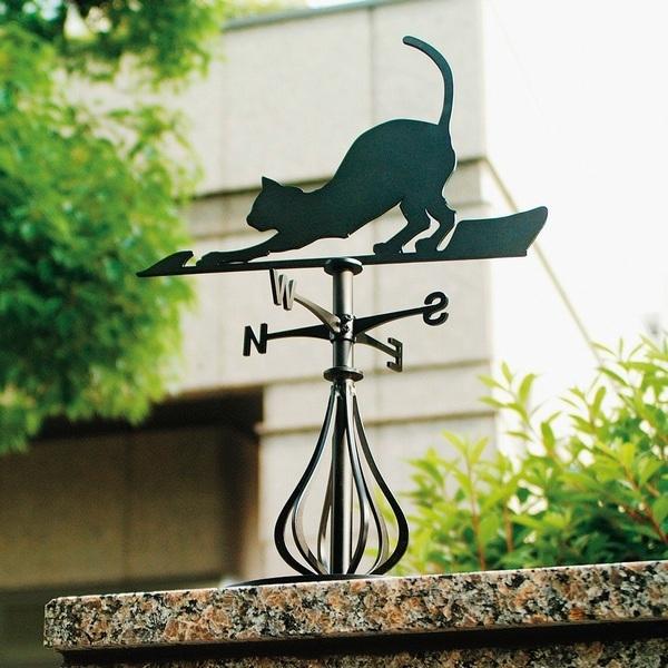 風見鶏 猫 ステンレス製 黒つや消し KZSS-猫1 (脚部Aタイプ 風見鶏 猫 ステンレス製 黒つや消し KZSS-猫1 (脚部Aタイプ