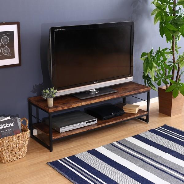 モダンテレビ台 黒茶色 木製金属製 テレビ台 幅120cm ナビア ブラウン/ブラック (14646) 木目調 TV台