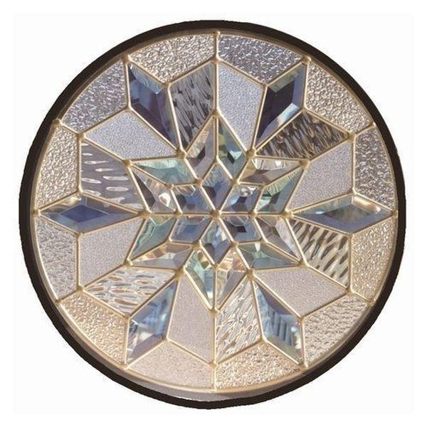 ステンドグラス (SH-K13) 400×400×18mm 円形 デザイン 雪 結晶 幾何学