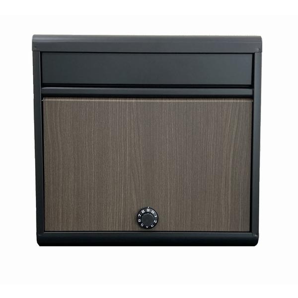 郵便ポスト マットブラック 薄型 木目調郵便ポストダイヤル錠