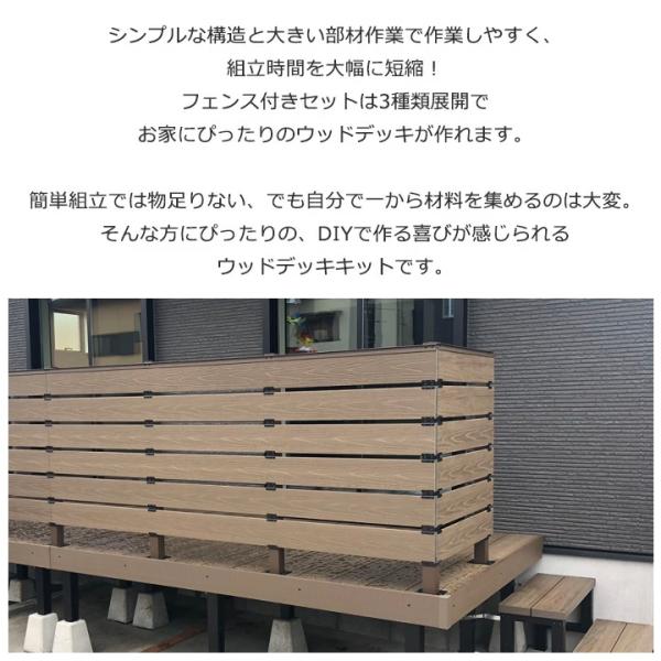 �E�b�h�f�b�L �l�H�� �C�[�W�[�f�b�L H800�t�F���X2�� 1.5�� W2615�~D1820�~H400�`600 �{�i�g���� �� ���� DIY ���i�摜2