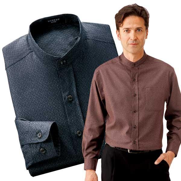 幾何学柄 スタンドカラーシャツ 2色組 長袖 メンズ 秋冬 50代 60代 1147こだわる通販ストア 通販 Paypayモール