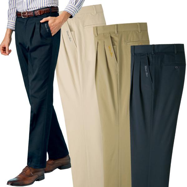 ひんやり速乾綿サテン高品質スラックス 同サイズ3色組 選べる股下