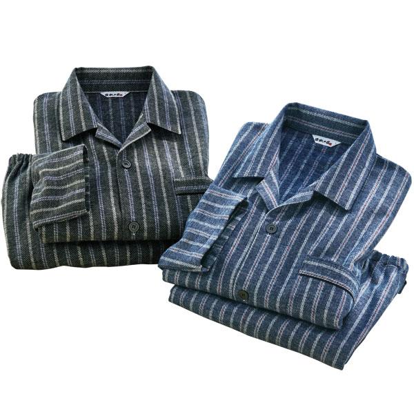 日本製柔コットンカルゼ無撚糸起毛パジャマ 播州織 快眠寝間着 メンズ 秋冬春 40代 50代 60代 958178 日本製柔コットンカルゼ無撚糸起毛パジャマ 播州織 快眠寝間着 メンズ