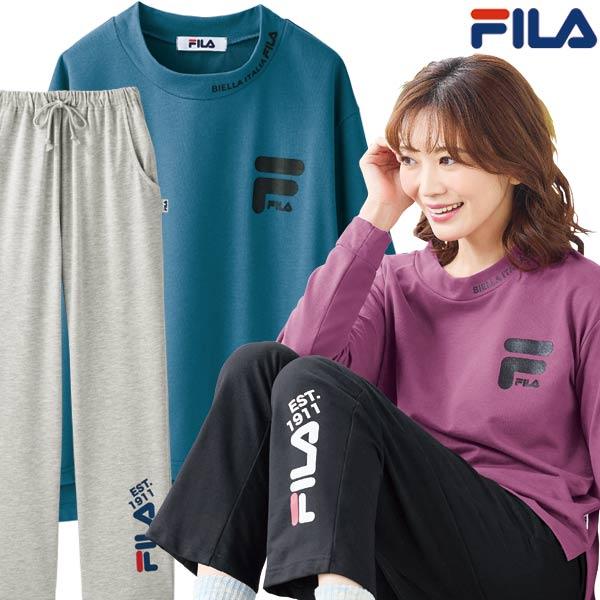 FILA リラックスパジャマ上下セット 部屋着 柔らかミニ裏毛