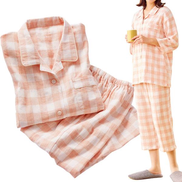 日本製ボタニカルガーゼ楊柳パジャマ 草木染め 通気性 肌ざわり リラックス設計 レディース 春夏 961592