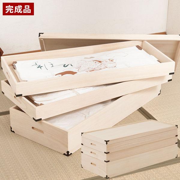 桐 衣装ケース 3段 押入れ収納 衣裳箱 キャスター付 隅金具 高さ
