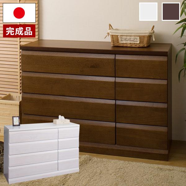 日本製 天然木桐チェスト 4段 幅119×奥行40.5×高さ82cm 完成品
