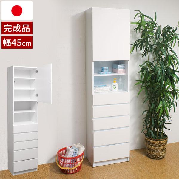 ランドリーラック 脱衣所収納 扉付 日本製 完成品 幅45cm 高さ179cm 奥行30cm スリムラック 引き出し 艶 My 0002 Ns 1147こだわる通販ストア 通販 Paypayモール