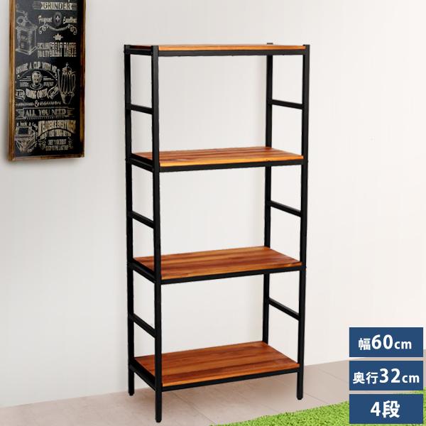 【アンティーク調】【北欧】オープンラック アンティーク天然木製シェルフ4段 PRU-6032135 オープンラック