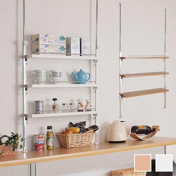 突っ張り式カウンター上ラック 3段 幅65.5cm NJ-0228/NJ-0229 : 1147