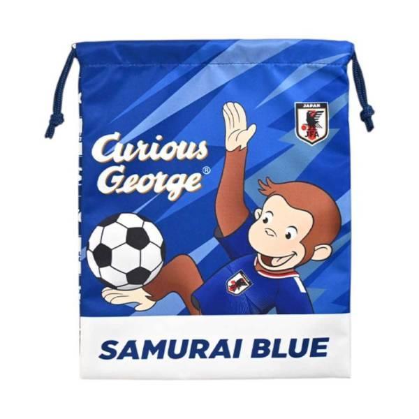 JFA サッカー日本代表 おさるのジョージ 巾着 JFACG08 ( サッカー 応援 ジャパン コラボ ジョージ 小物入れ 巾着袋 コップ入れ )