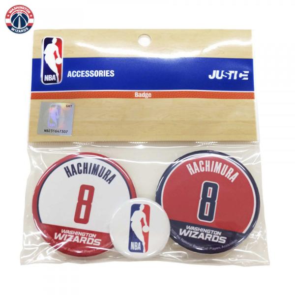 NBAオフィシャルライセンス商品ワシントン・ウィザーズのHACHIMURAの背番号入り缶バッジ3個セット■内容物 / 大…2個 / 小…1個
