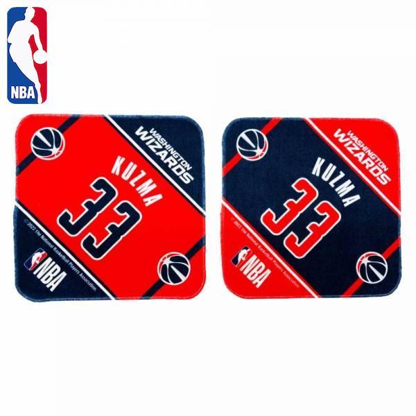 NBAオフィシャルライセンス商品ウィザーズ、カイル・クーズマ選手の背番号入り2枚セットのミニタオル。素材:綿100%サイズ:縦20cm×横20cm