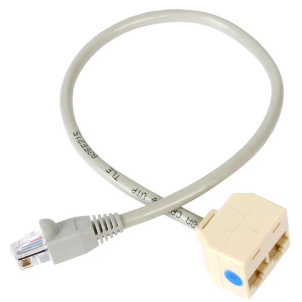 RJ45モジュラー分岐スプリッタ LANケーブル分配二股アダプタ 1x RJ45