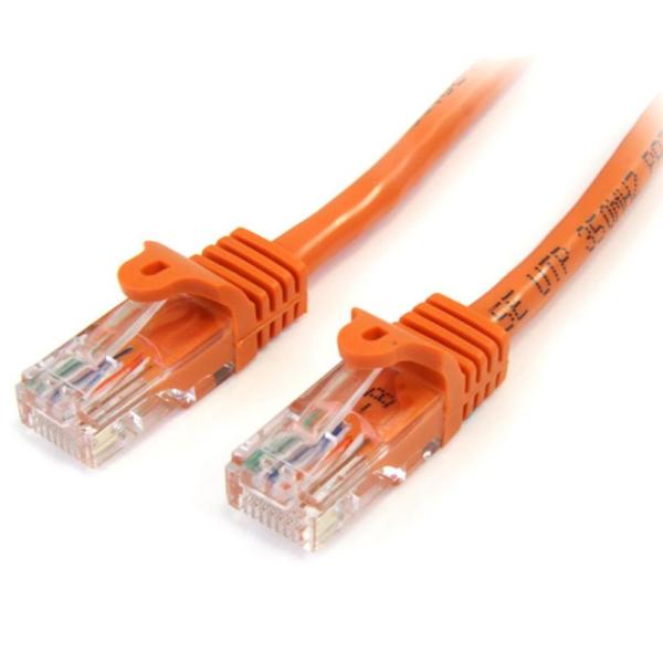 1m カテゴリー5e LANケーブル オレンジ RJ45コネクタ(ツメ折れ防止カバー付き) イーサネット対応Cat5e UTPケーブル 45PAT1MOR