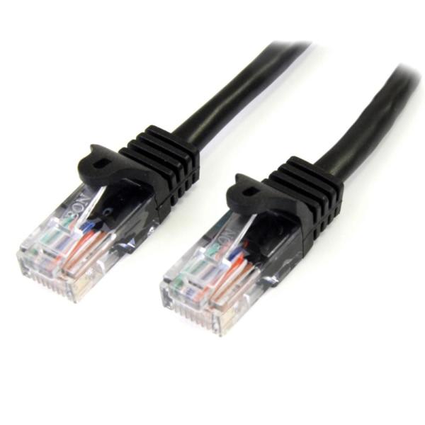 2m カテゴリー5e LANケーブル ブラック RJ45コネクタ(ツメ折れ防止カバー付き) イーサネット対応Cat5e UTPケーブル 45PAT2MBK