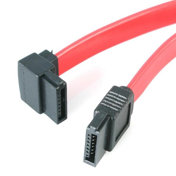 SATAケーブル 45cm レッド 片側上向きL型タイプ L型SATA - SATA SATA 3.0 6Gbps SATA18LA1