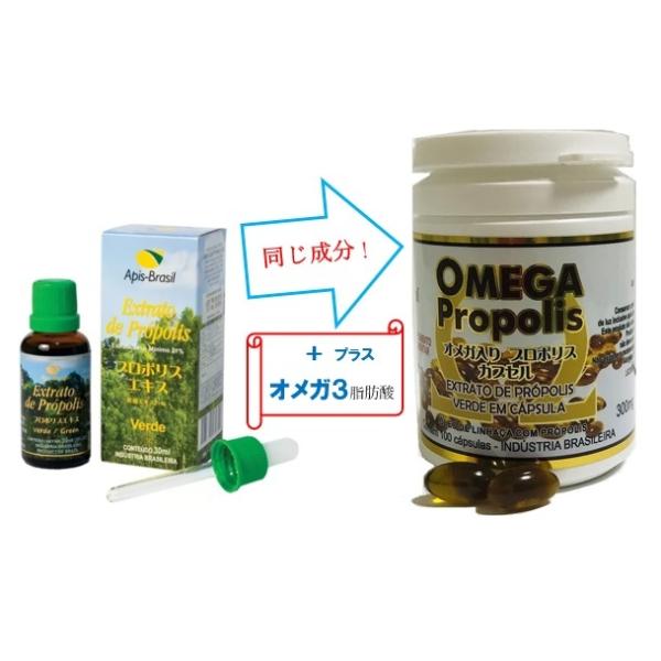 【Omega Propolis】 グリーンプロポリス　ソフトカプセル　オメガ脂肪酸入り300ｍｇ　《１００錠入り》　プロポリス錠剤