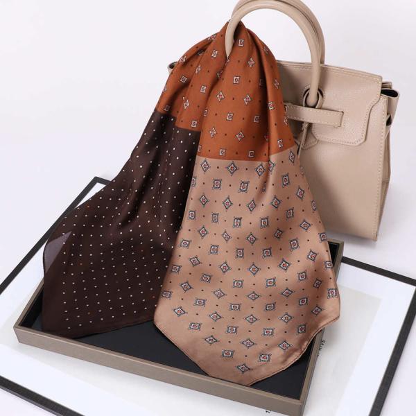 レディース プリントシルクスカーフ 大判70x70cm ポリエステル 装飾用