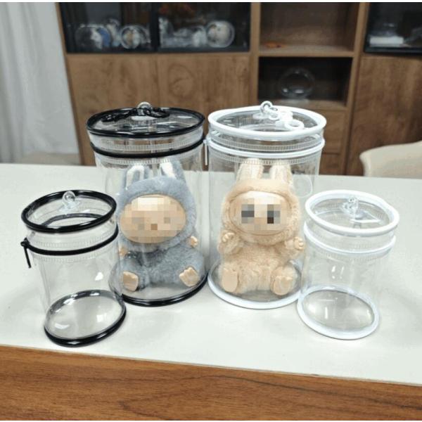 POPMART LABUBU専用 透明サイリュームポーチ 15cm/17cm対応 ファスナー付き防塵袋 キャリーバッグ
