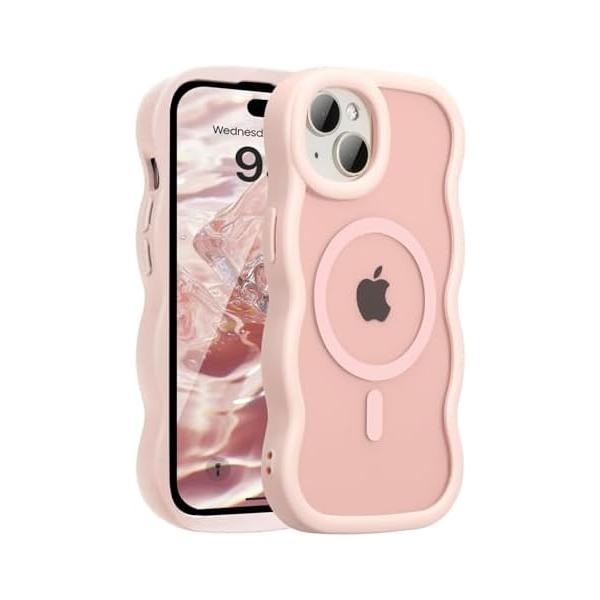 iPhone 13/14 クリア TPU ウェーブデザイン スマホケース 耐衝撃 軽量 薄型 MagSafe対応 黄ばみ防止 指紋防止